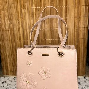 Aldo Blush Pink Floral Tote with Gold-Tone Hardware